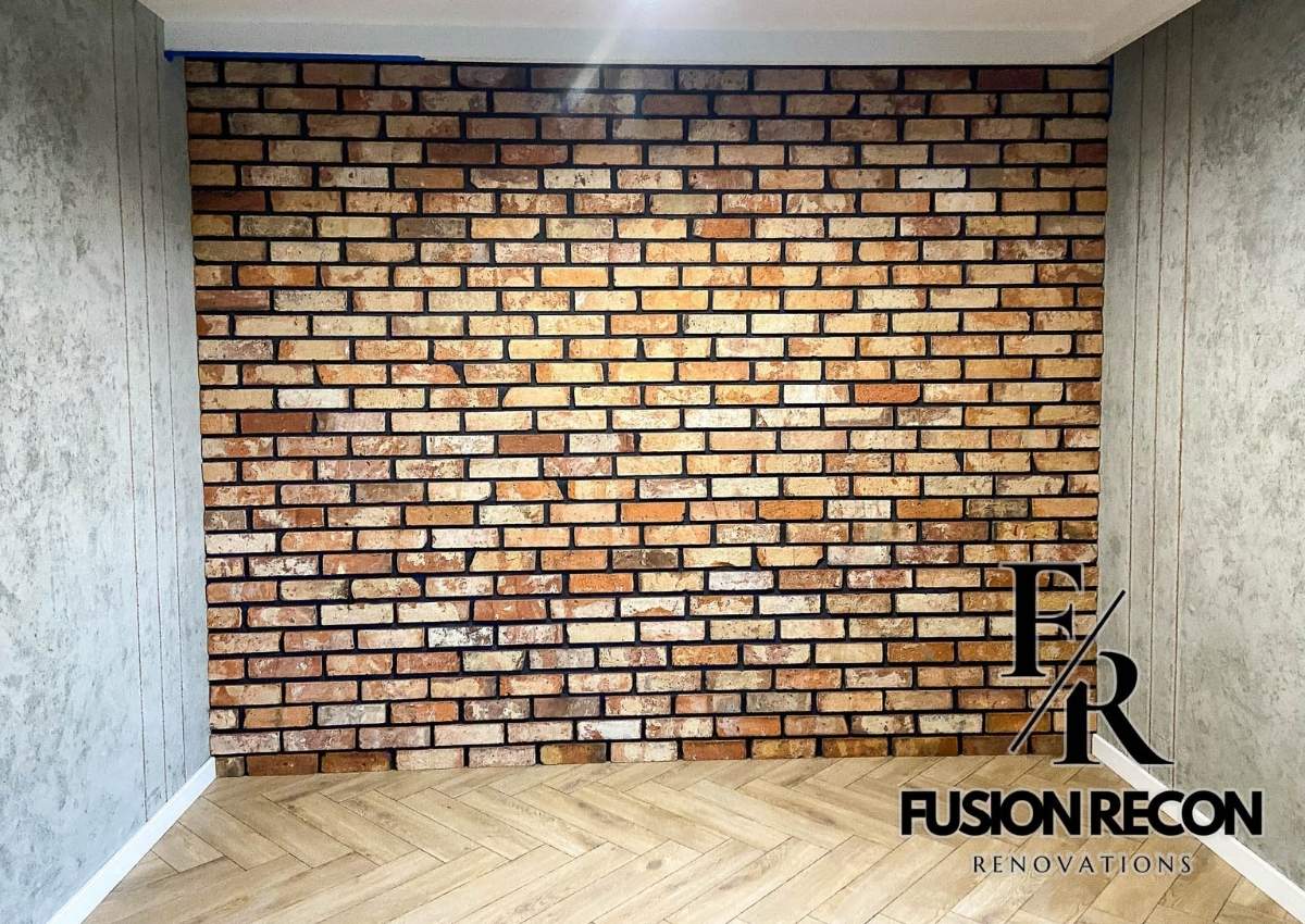 Feature brick wall installation in living room – Richmond TW10
