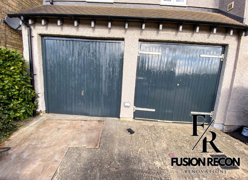 Garage door renovation with fresh paint finish, Balham SW12
